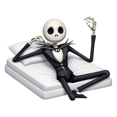 Jack skellington laying on a bed sticker