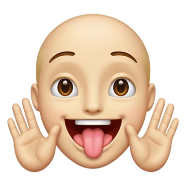 face with tongue out and hands on the side  sticker