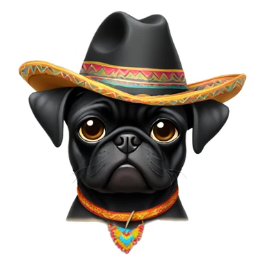 Black pug wearing a sombrero and sunglasses  sticker