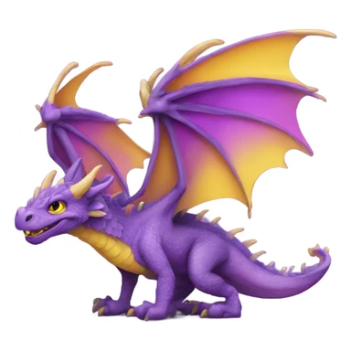 dragon with a yellow nose and purple wings  sticker