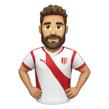 jugador blanco de futbol con barba y camiseta roja disparando a porteria sticker