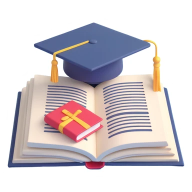 Learning / Knowledge emoji illustrating a simple open book or minimalist graduation cap with a 3D feel sticker