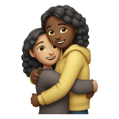 2 girls couple hug with warm smiles sticker