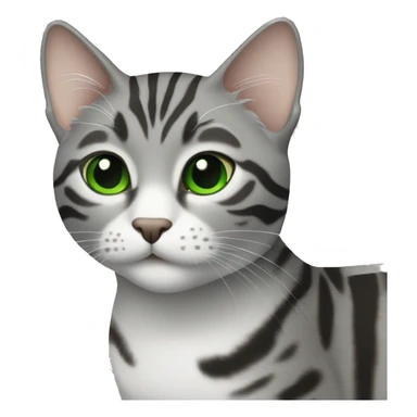 Gray tabby cat with black markings and green eyes sticker