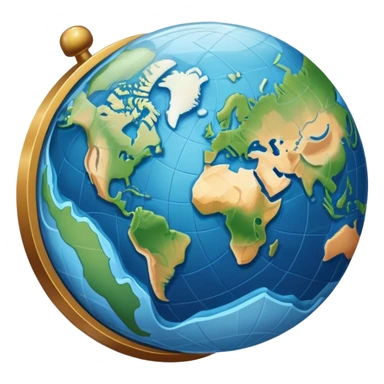 an icon featuring an earth with attitude and longitude lines, a textbook, and a topographic map, symbolizing geography as a science. The design includes a compass, mountain ranges, and rivers, representing the study of Earth's features and landscapes. Transparent background highlights geography. sticker