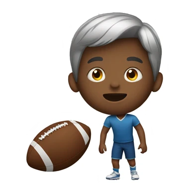 A tiny boy with a giant football sticker