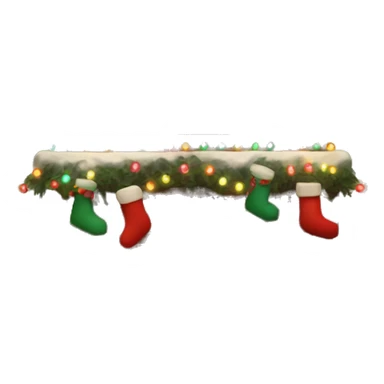 Brick Fireplace with and Christmas lights and stockings sticker