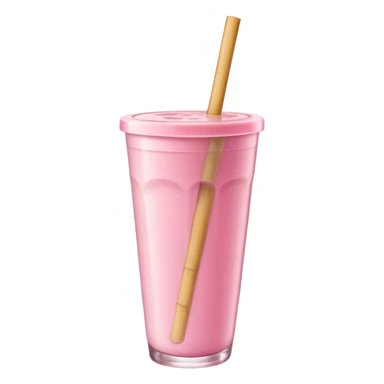 Pastel pink glass smoothie cup with bamboo straw sticker