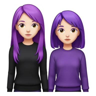 faz duas raparigas menos gótica mas com cabelo roxo comprido e outra cabelo roxo e camisolas preto um pouco separadas sticker