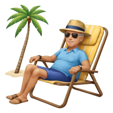 joe Biden laying in chair sleeping on beach sticker