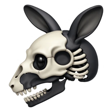 Tête de lapin squelette noire de profil avec des G à la place des yeux  sticker