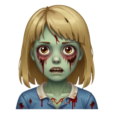 faça uma garota zumbi de cabelo castanho com mechas loiras e com franja sticker