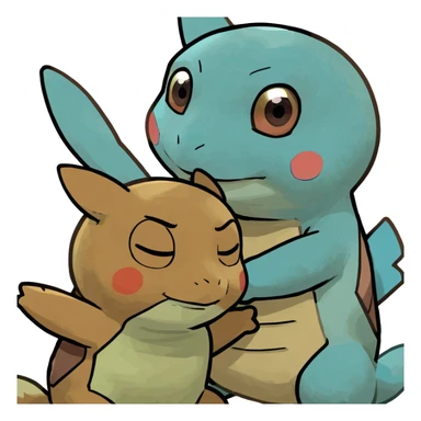 Squirtle hugging Eevee  sticker