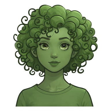 girl with curly hair sticker
