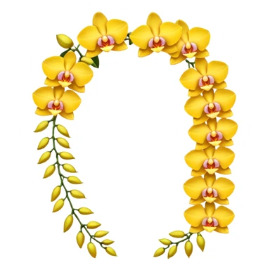 Yellow side facing orchid flower of indian wedding garland sticker