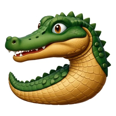 A clay academic alligator. The background is a solid white circle sticker