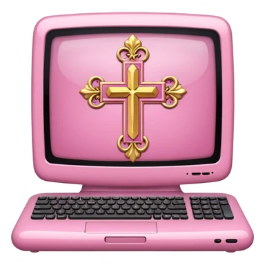 make a catholic computer with very girly pink tones sticker