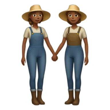 two female farmers holding hands sticker