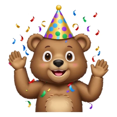 Partying bear cub with confetti  sticker