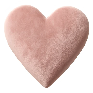 heart with a soft blush pink velvet texture, no background sticker