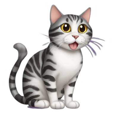 Black mackerel tabby cat blowing kiss sticker