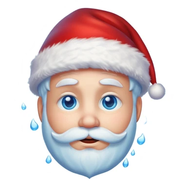 Fantasy human portrait emoji, Santa Claus hat slightly frosted, icy winter face with red candlelight reflection in eyes, cold blue lighting, subtle festive contrast, emotional minimalism, clean readable emoji style, male/female variant
 sticker