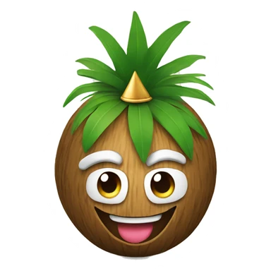 Smiling Coconut with crown  sticker