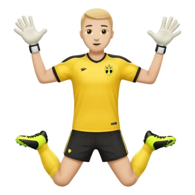 soccer goalkeeper yellow shirt, shorts football boots arms out sticker