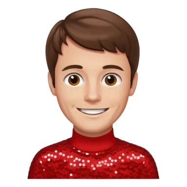 Murray Cook from The Wiggles with brown hair, red sequin skivvy shirt, fair skin sticker