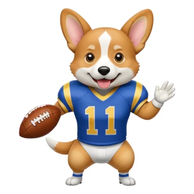Corgi with football in Maize and Blue Uniform  sticker