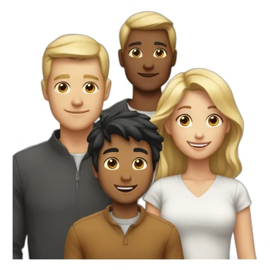 father and his 3 children, older boy with blonde hair, shorter boy with black hair, and girl with medium carmel colored hair  sticker
