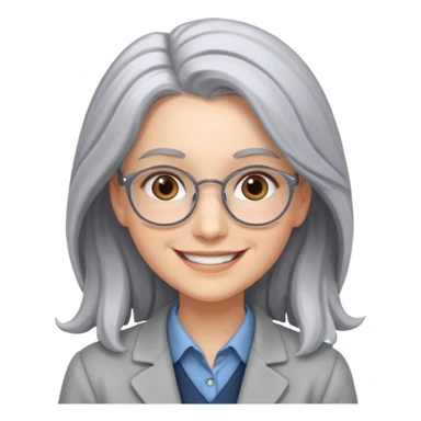 Profesora joven, sonrriente cabello gris canoso y de pelo largo  sticker