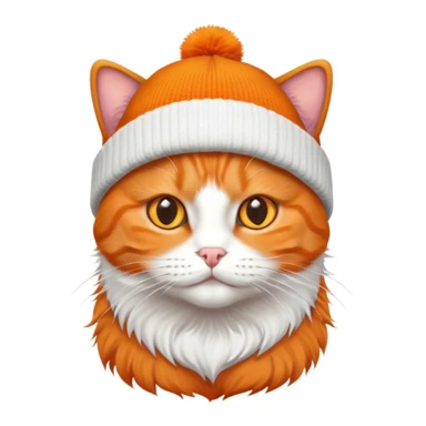 an orange cat wearing a beanie and a white t-shirt  sticker