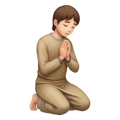 person kneeling and begging, hands clasped sticker