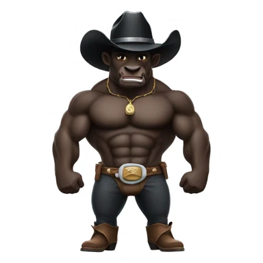 A Muscular black bull wearing cowboy hat sticker