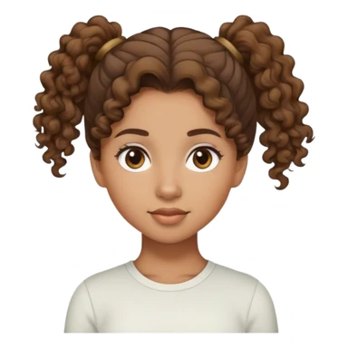 mixed girl with curly brown hair n ponytail sticker