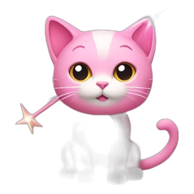 Pink cat with a magic wand  sticker