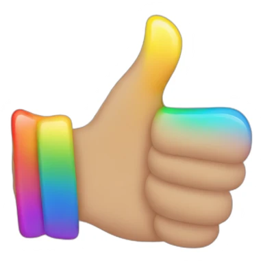 three separate thumbs up rainbow sticker