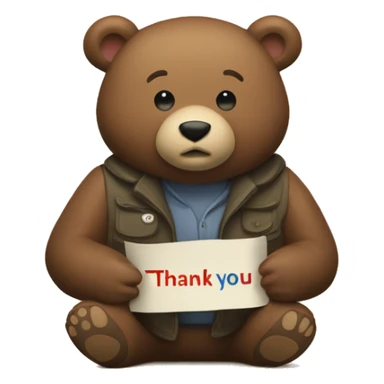 a bear in the background with a text saying "thank you" on top sticker
