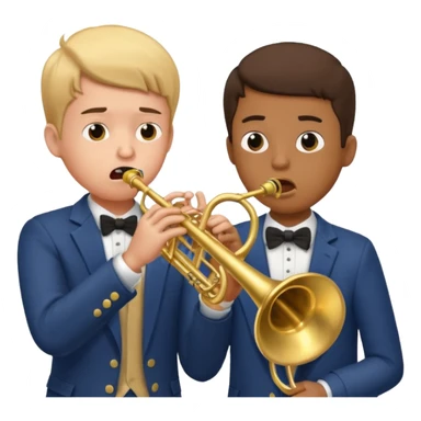 Boy with trumpet aruguing with boy with trombone sticker