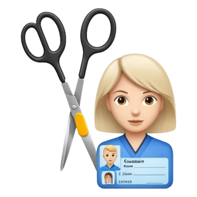 Scissors cutting an ID card in 2 parts.hyper realistic sticker