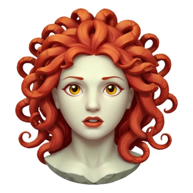 statue head medusa red hair marble sticker