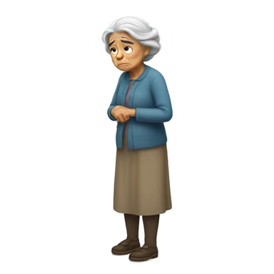 old woman sad standing  sticker