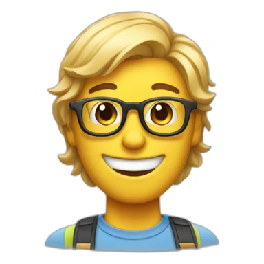 nerd with braces smiling with a thumbsup sticker