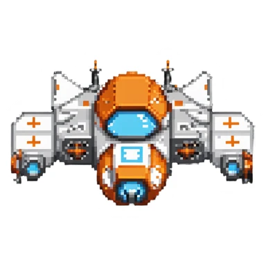 Compact space cruiser with orange accents sticker