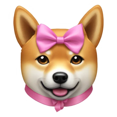 a shiba inu with a pink bow sticker