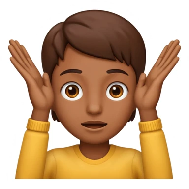 Nervous emoji + hands up emoji. Remove flow effects at the very top the of the hands so the head can be between the hands sticker