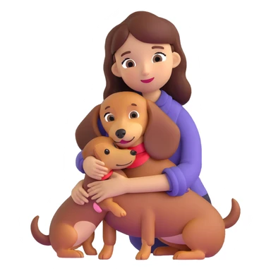 girl hugging dachshund sticker