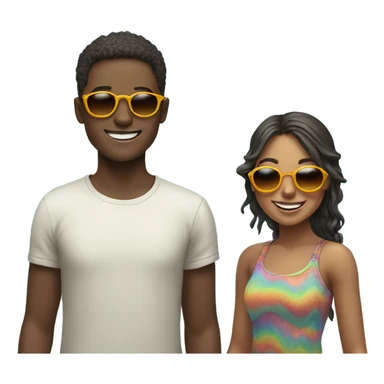 sunglassed boy and girl smiling outdoors sticker