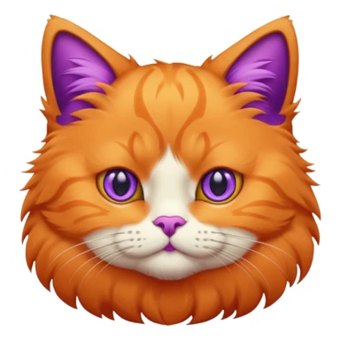 orange puffy cat with purple eyes sticker